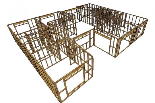 3d frame timber home 3d walls framed home